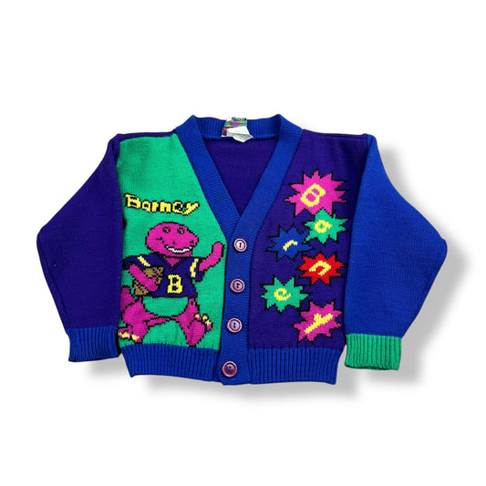 Vintage Barney The Dinosaur Football Cardigan Knit 2T