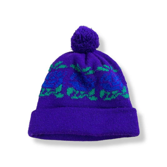 Vintage Blue Rose Beanie