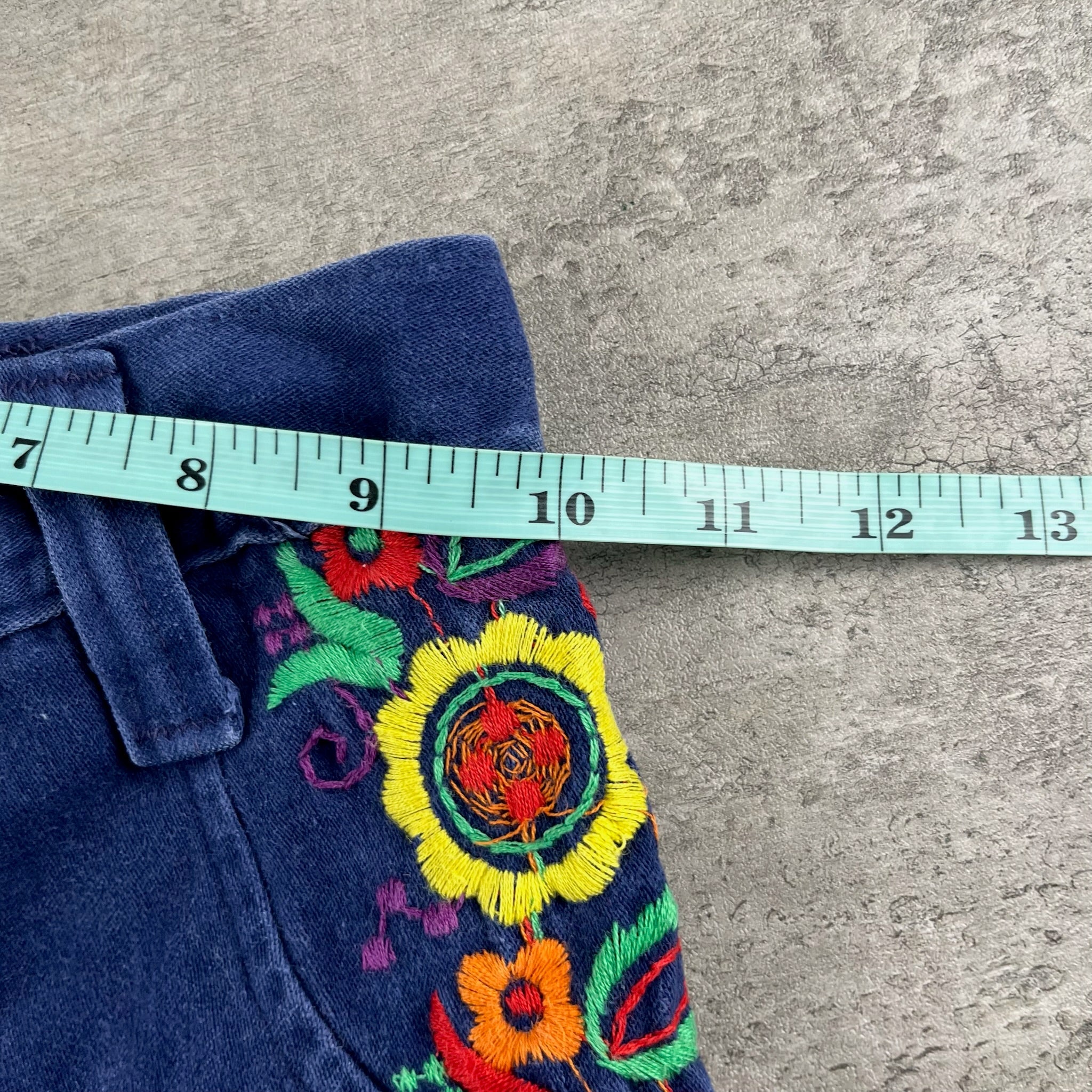 Vintage Embroidered Flared Denim Jeans Youth Medium