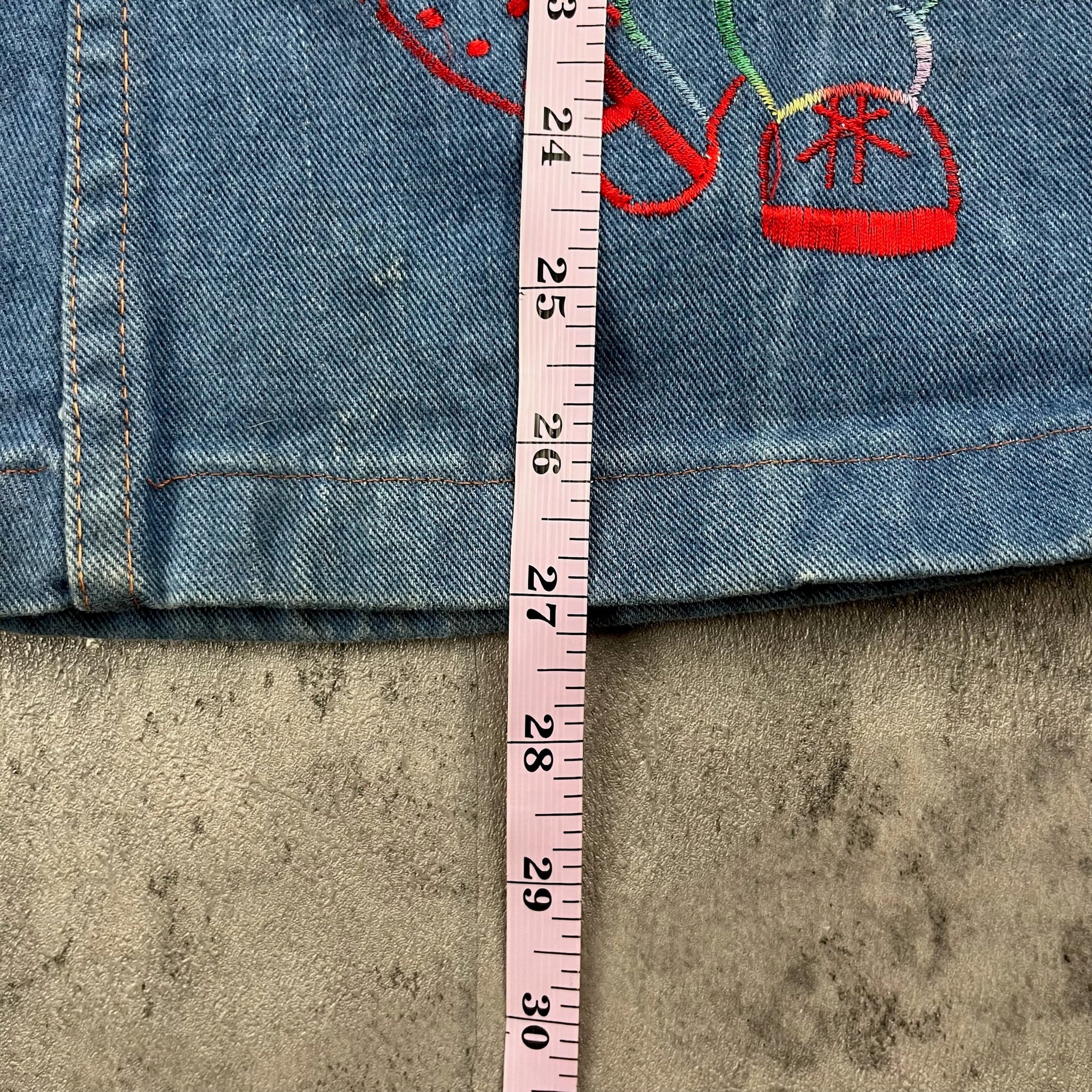 Vintage Clown Embroidered Denim Jeans 7 Youth Small