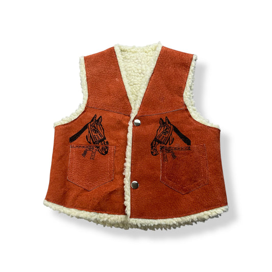 Vintage Western Horse Sherpa Vest 3T