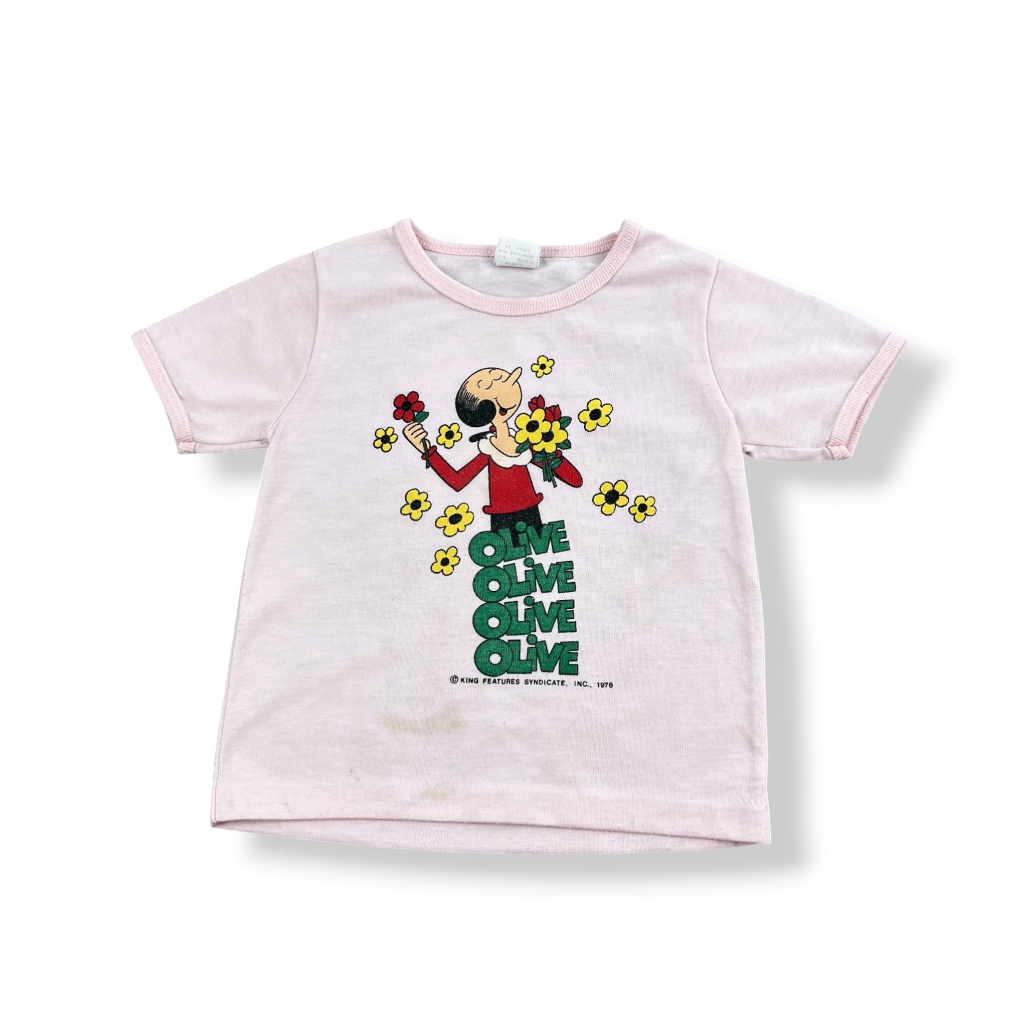Vintage 70's Olive Popeye Shirt 18-24 Mo