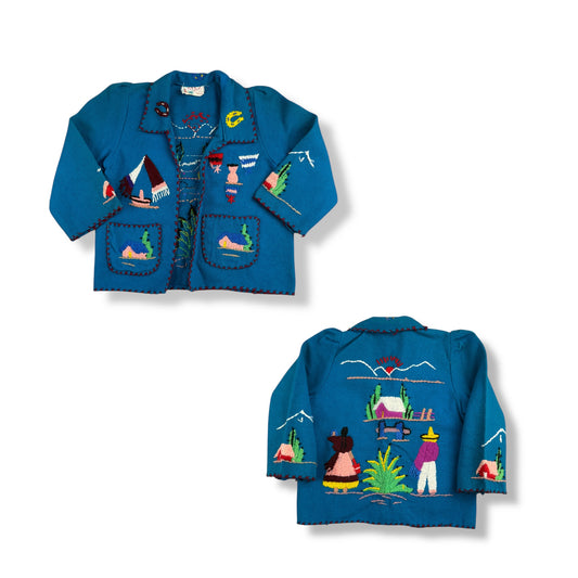 Vintage 50's 60's Mexican Wool Open Jacket 2/3T