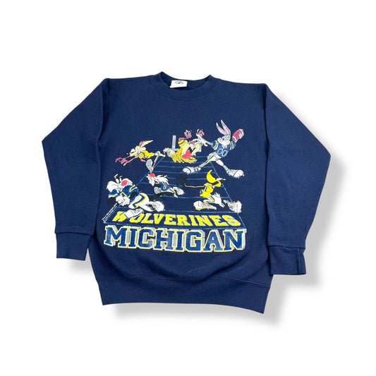 Vintage Looney Tunes X Michigan Wolverines Crewneck Youth Medium