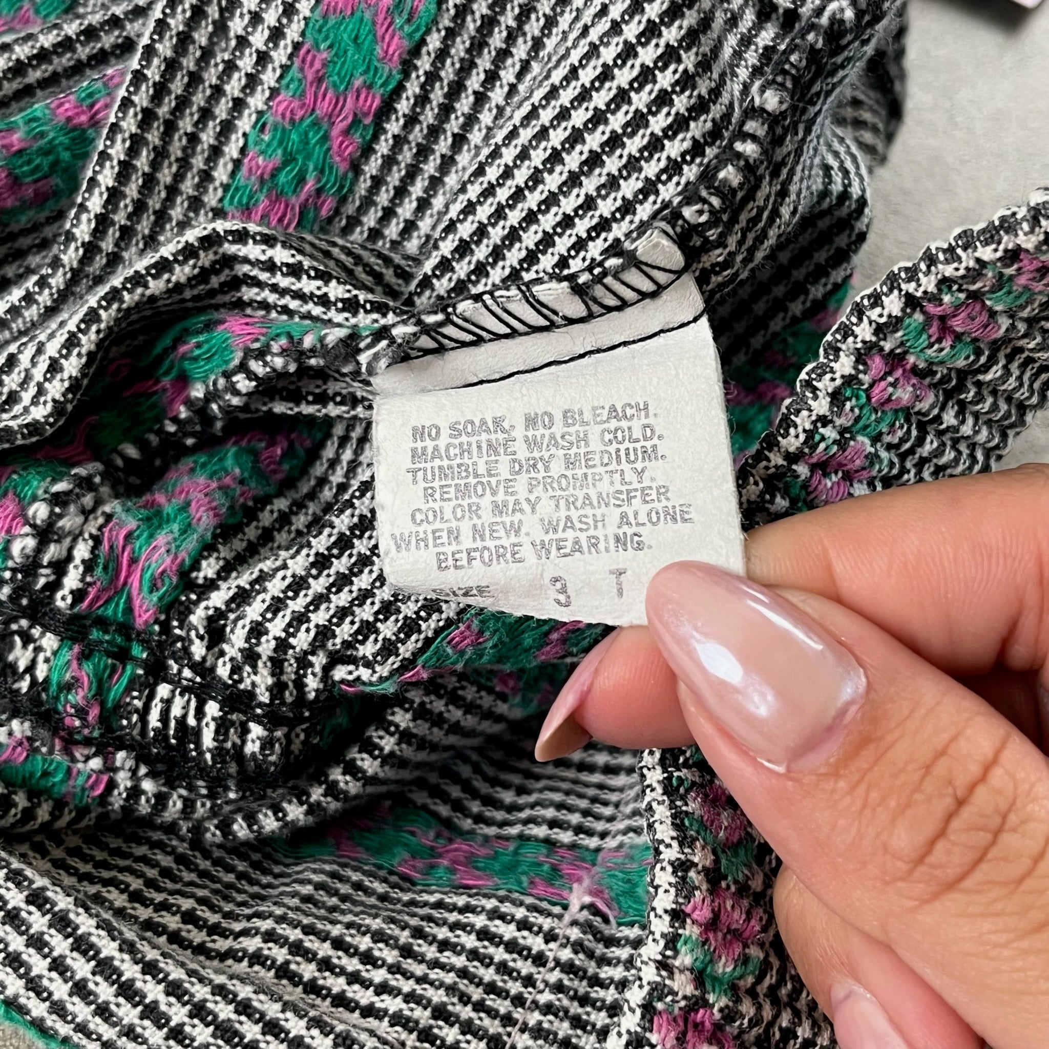 Vintage OshKosh Floral Houndstooth Carousel Dress 3T