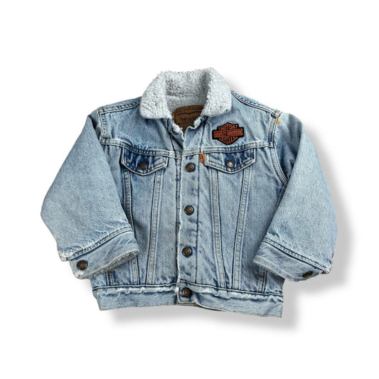 Vintage Orange Tab Levis Denim Jacket Harley Patch 3/4T