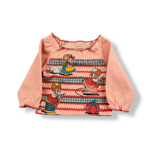 Vintage 70's Sewing Mice Blouse 12 Months