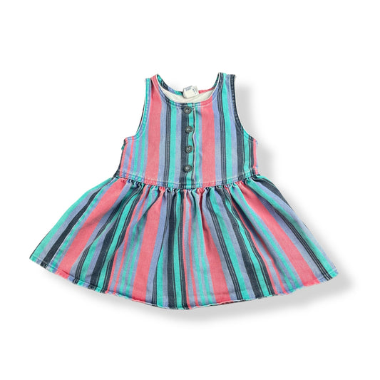 Vintage Striped OshKosh Denim Dress 3T