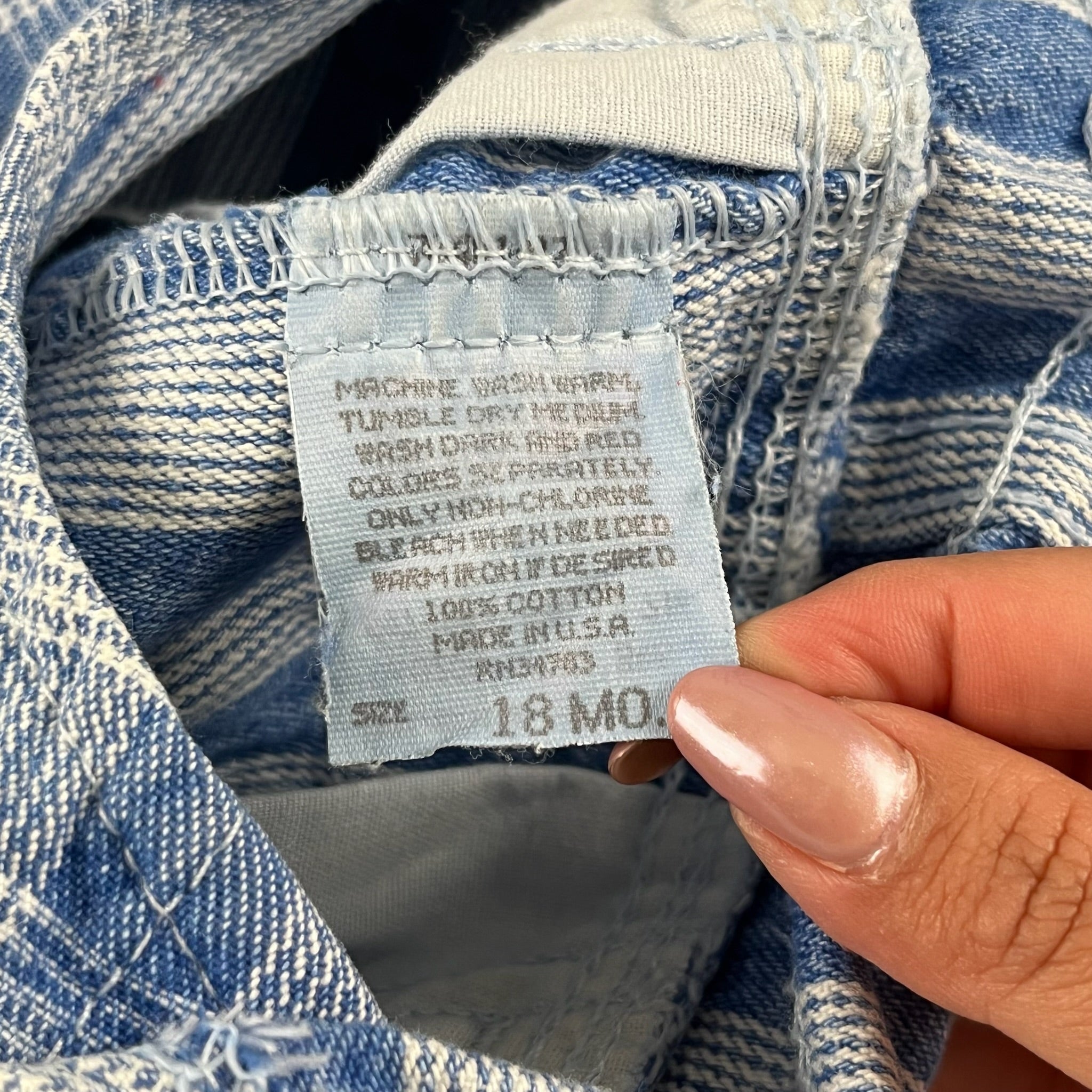 Vintage Lee Gingham Denim Shortalls 18 Months