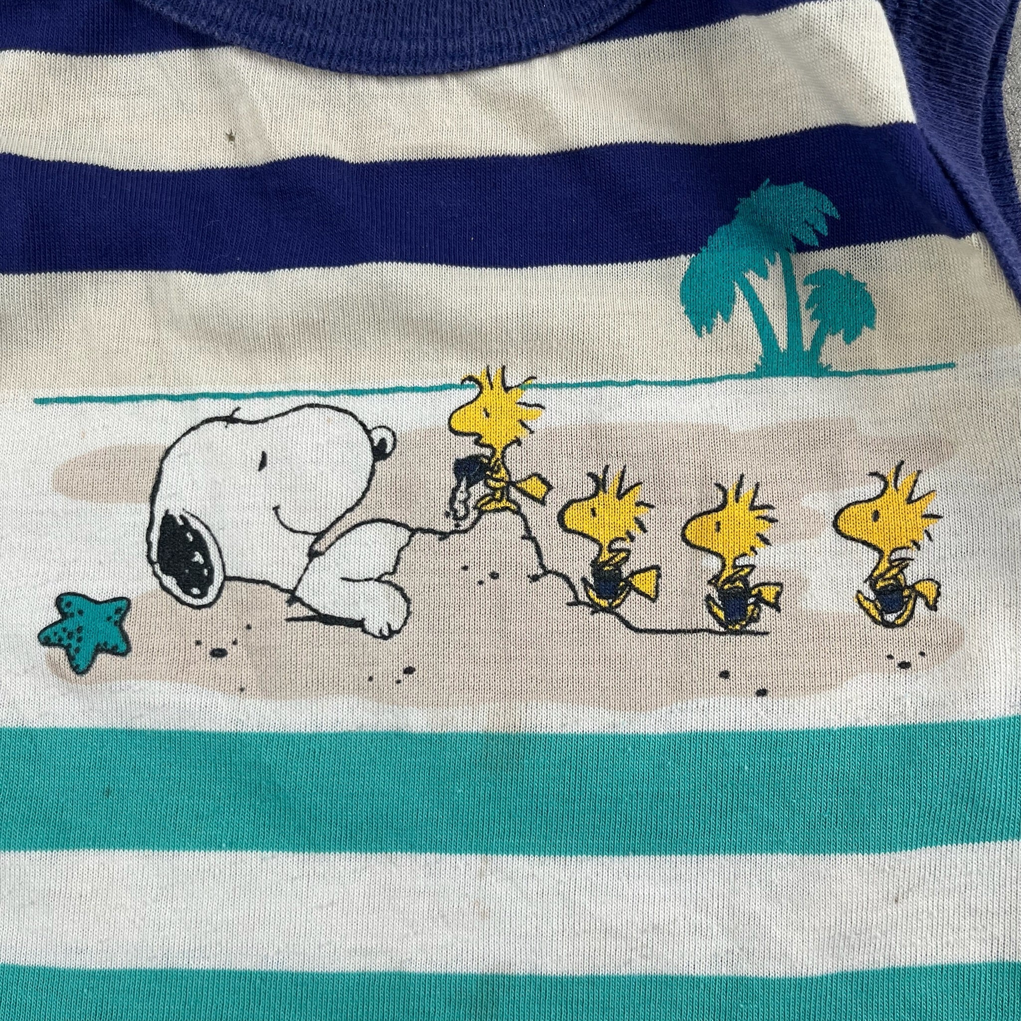Vintage Snoopy & Woodstock Striped Muscle Tank 3T