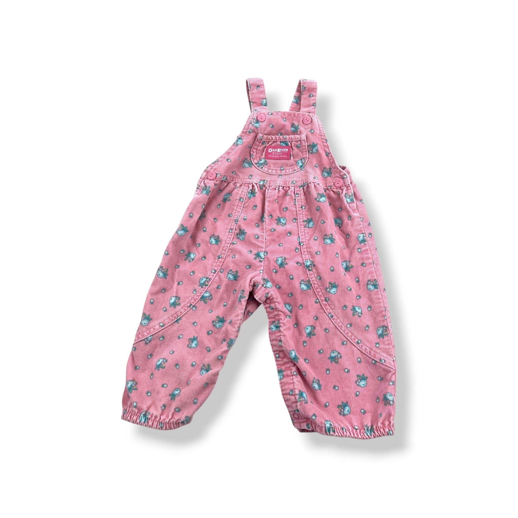 Vintage OshKosh Corduroy Floral Overalls 12 mo