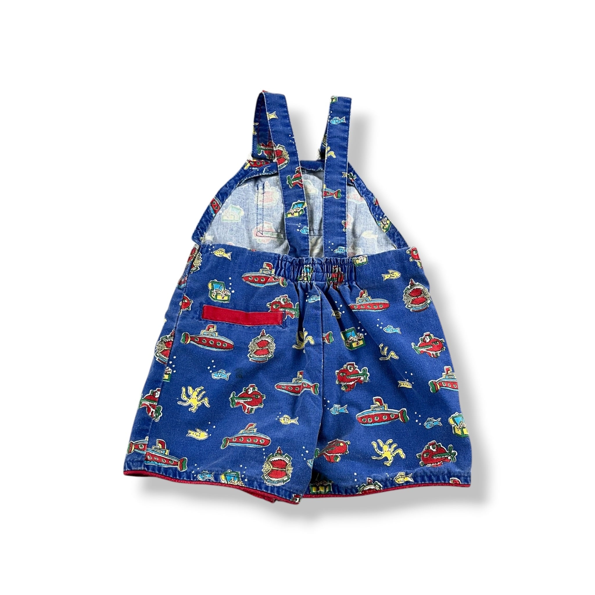 Vintage OshKosh Submarine Print Shortalls 12 Months