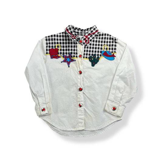 Vintage Western Themed Button Up 3/4T