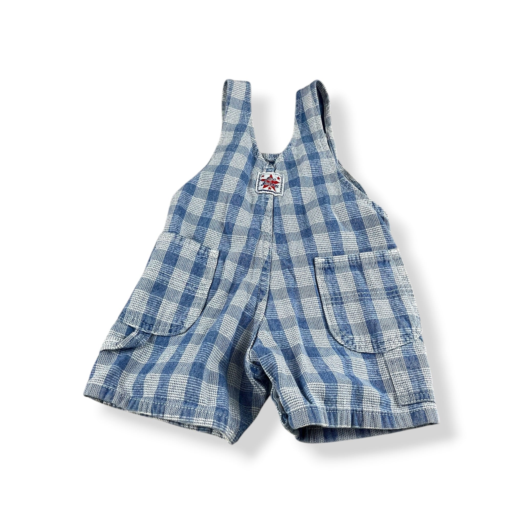 Vintage Lee Gingham Denim Shortalls 18 Months