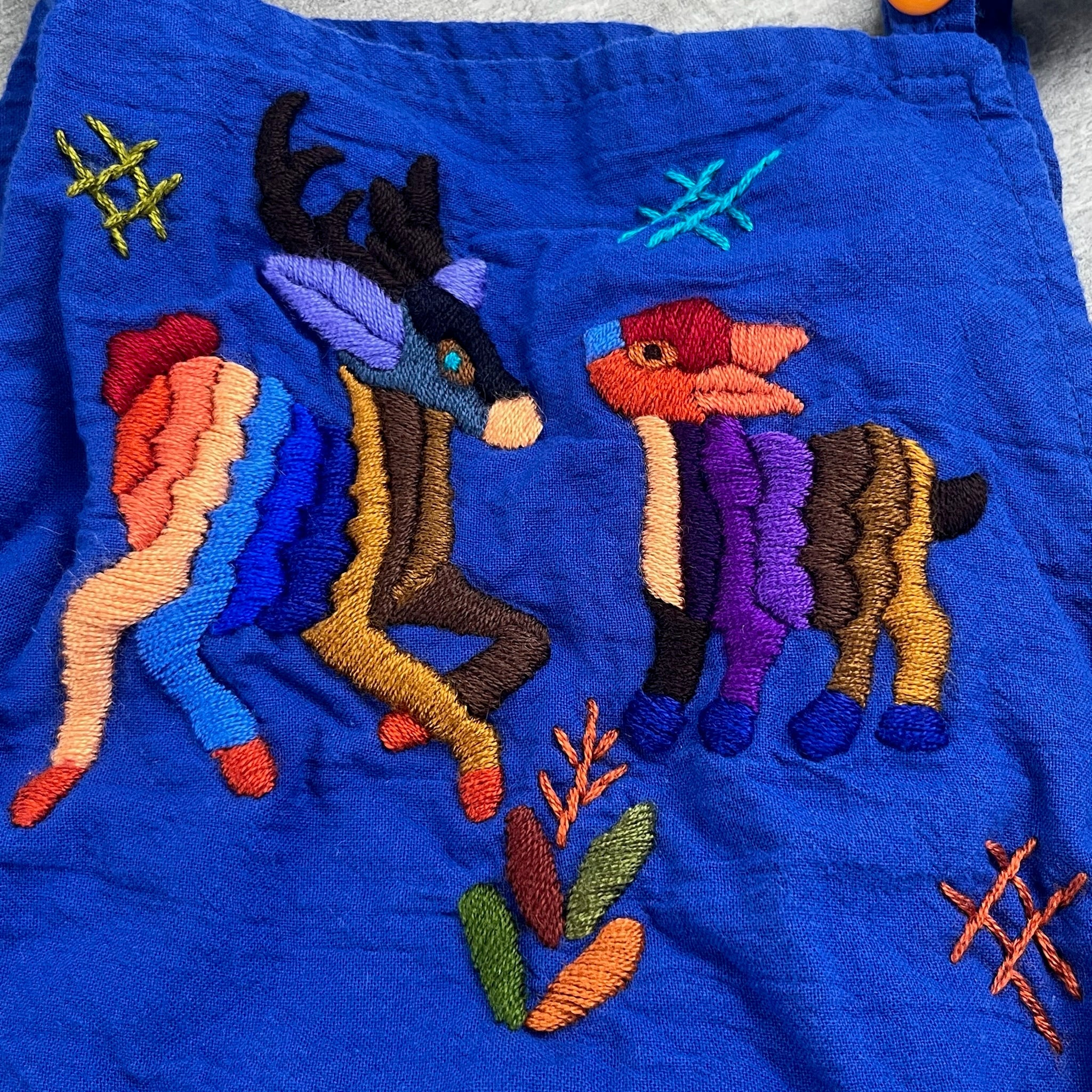 Vintage Deer Embroidered Overalls 2T