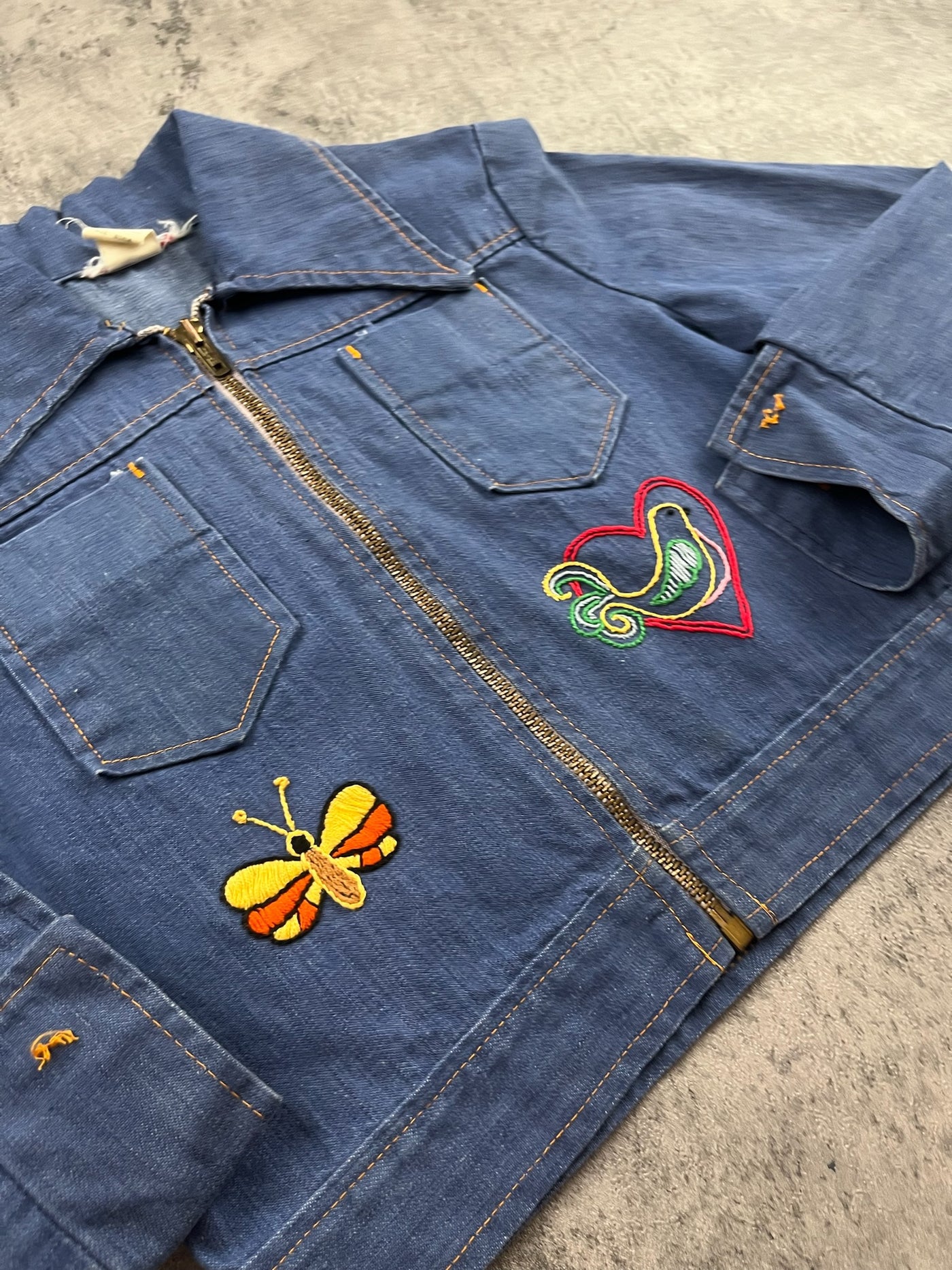 Vintage 70’s Embroidered Denim Jacket 2/3T