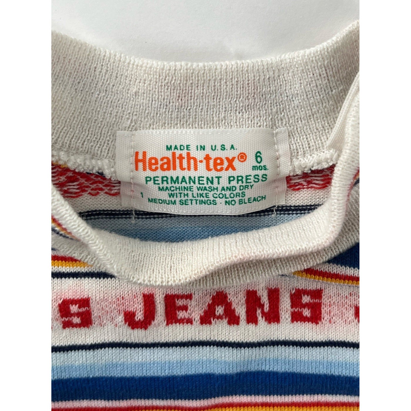 Vtg Health-tex Stripe Spell Out 6 months